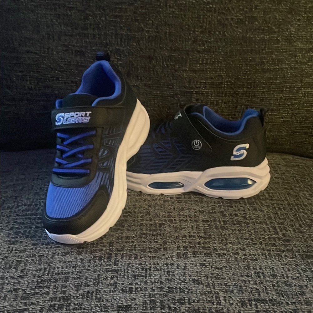 Skechers Blue and Black light up Sneakers with Air-Cushioned Comfort